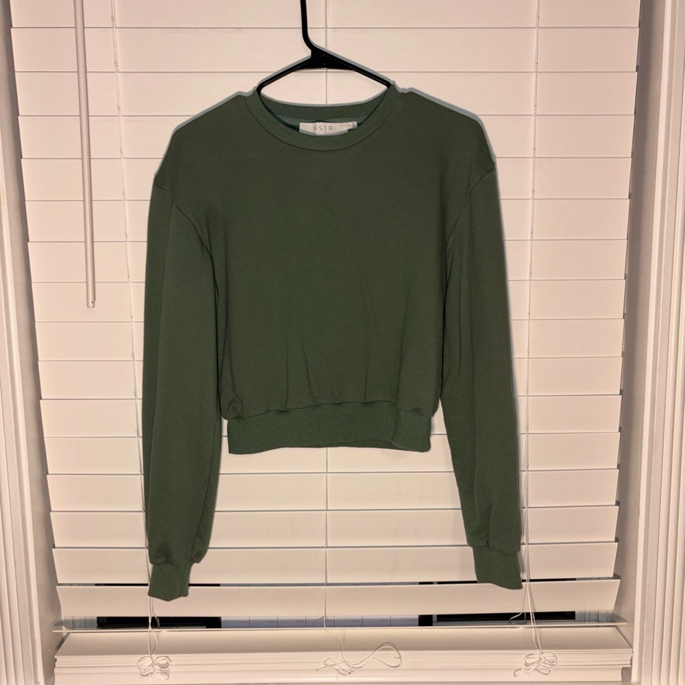Astr Forest Green Cropped Sweatshirt